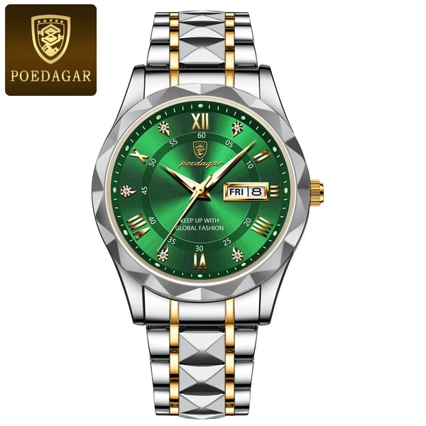 Modell 615 | Luxus-Herrenuhr | Japanisches MIYOTA-Quarzwerk | 316L Edelstahlgehäuse | Hardlex-Kristallglas | 3 ATM Wasserdicht | Lumineszierende Indizes & Datum