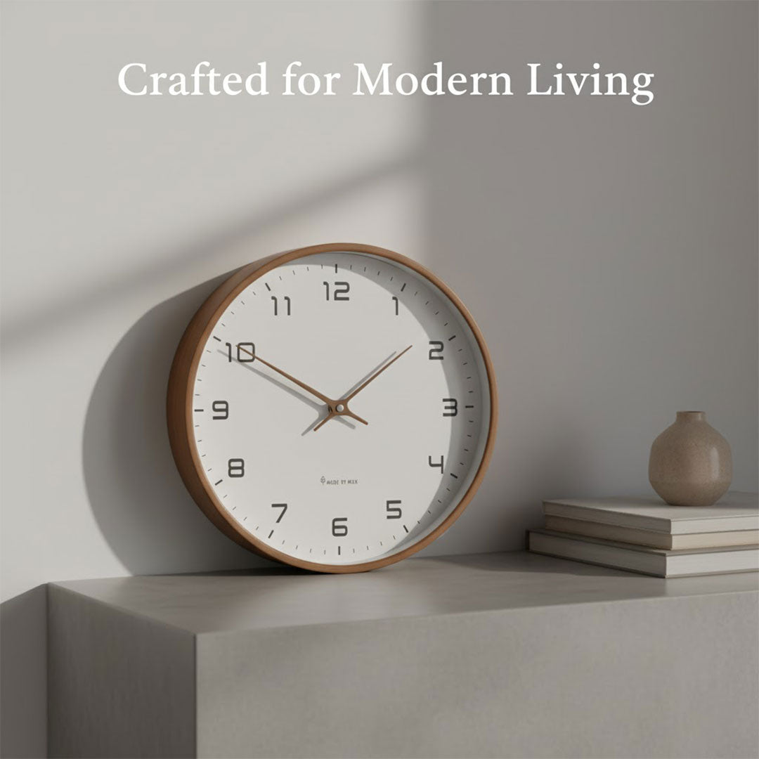 Holz Wanduhr - Minimalistisches Design - Lautloser Mechanismus