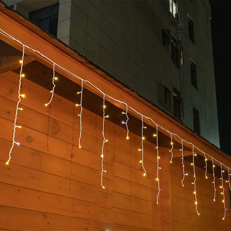 Quntis 50m LED-Eiszapfen-Lichterkette | IP44 Wetterfest | 36V Niederspannung | 500+ LEDs | Eiszapfen-Wasserfall-Effekt | Warmweiß