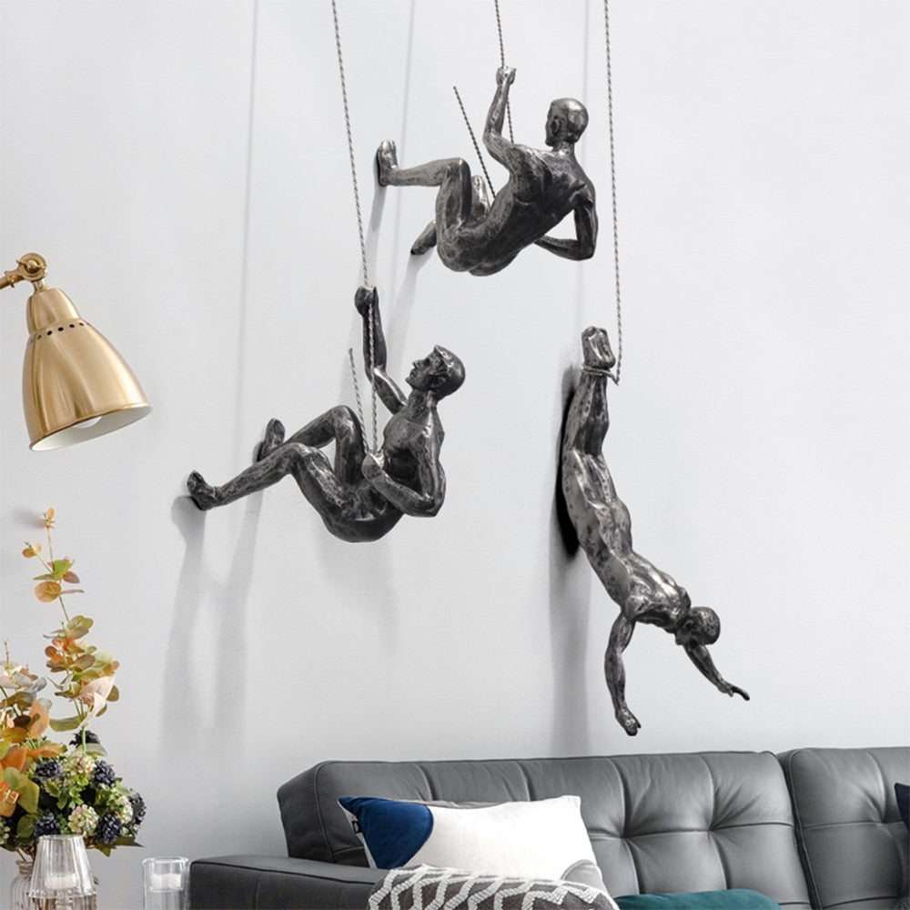 Wandskulptur ClimbArtis | Symbol für Stärke & Wachstum | Handgefertigt aus Harz & Eisendraht