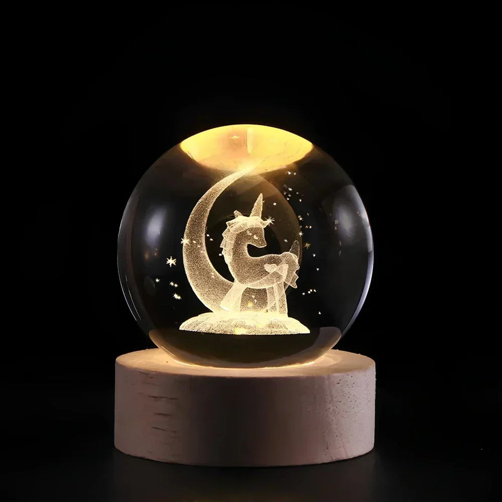 LED Nachtlicht - 3D Kristallkugel - USB betrieben