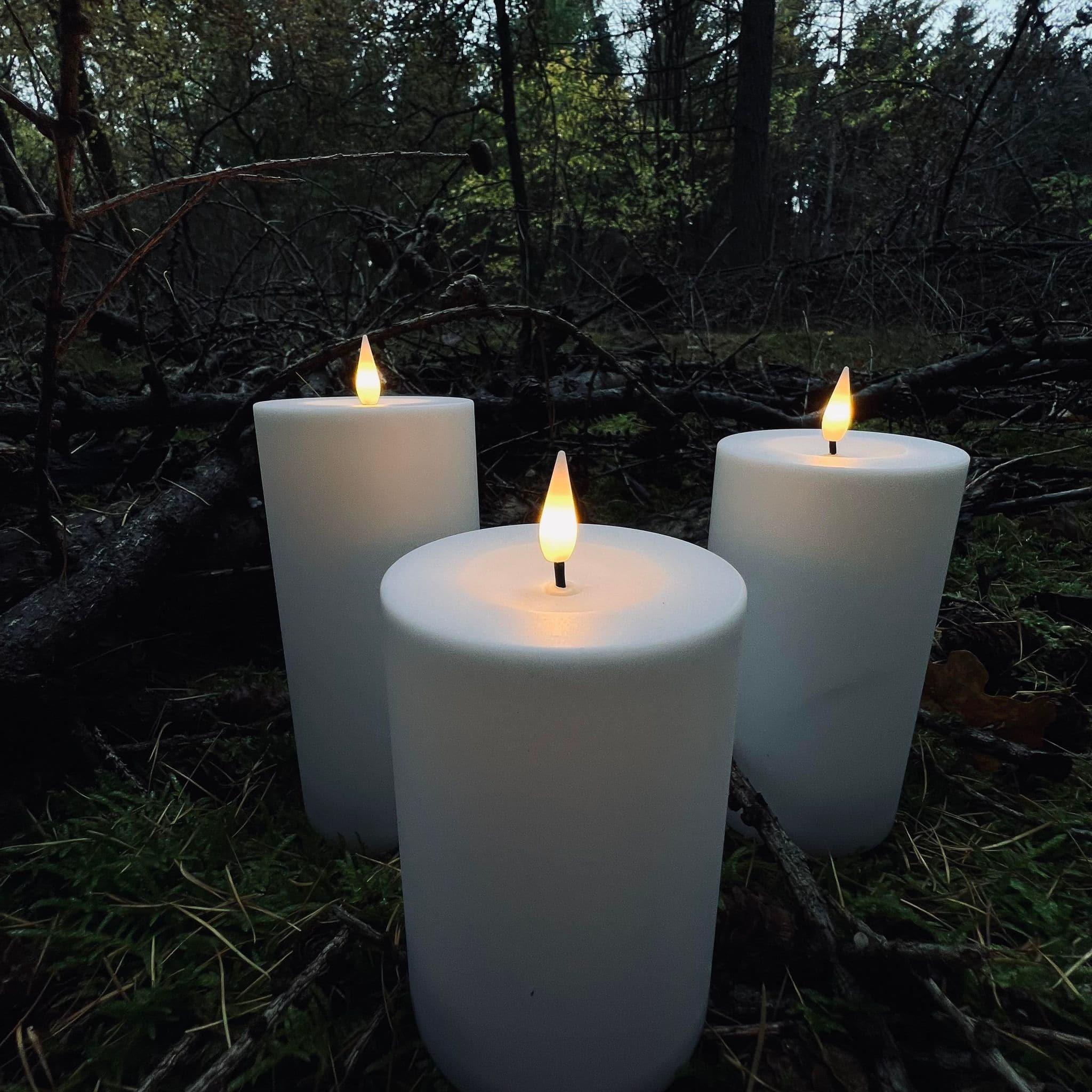 Outdoor LED Kerzen Set - Flammenlose Säulenkerzen