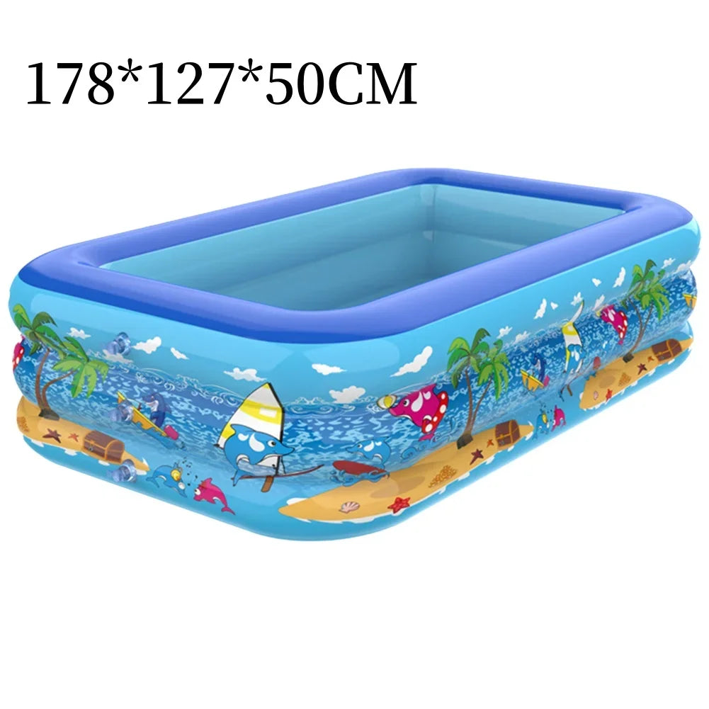 Luftolino Aufblasbares Kinder-Splash-Pool | 110–180 cm | Extra Dickes PVC | Cartoon-Design für Garten & Balkon