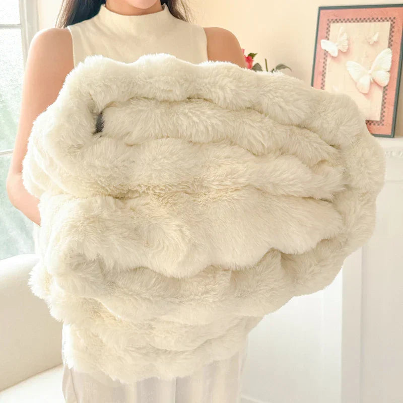 Flauschdecke CosyLuxe | Doppel-Lagig & Extra Dick | Weiches Kaninchenfell-Imitat | Vielseitig & Pflegeleicht