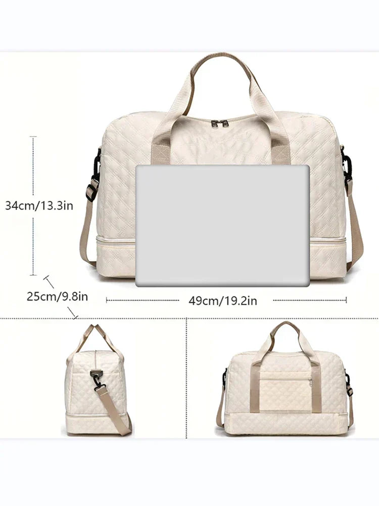 Raumio TravelFlex Leichte Reisetasche mit Diamantmuster | Große Sport- und Wochenendtasche mit Schuhfach und Nassfach | Kabinentauglich und faltbar