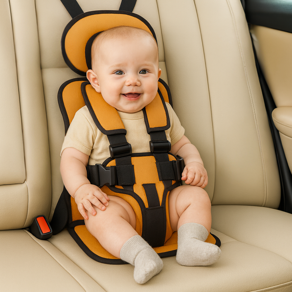 Booster-Sitz mit Sicherheitsgurt, gepolstert, tragbar, kompakt für das Auto