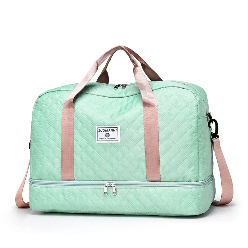 Raumio TravelFlex Leichte Reisetasche mit Diamantmuster | Große Sport- und Wochenendtasche mit Schuhfach und Nassfach | Kabinentauglich und faltbar