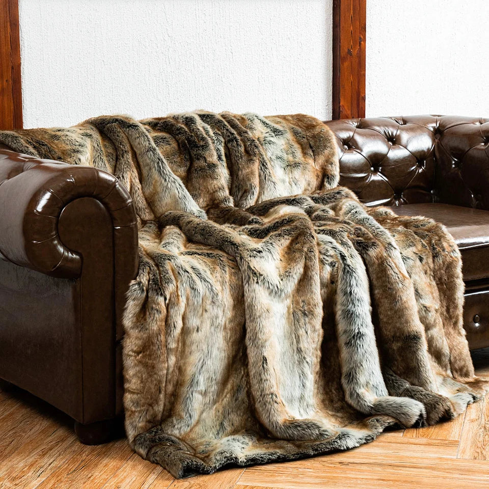 Luxuriöse Kunstfell-Decke | Flauschig & Warm | Winterwurf | Für Sofa & Schlafzimmer