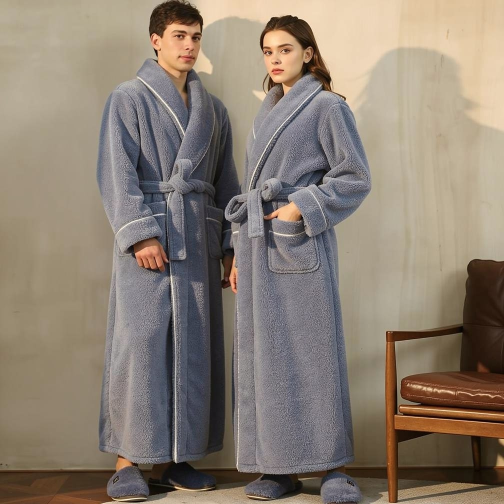 Bademantel für Männer und Frauen | Fleece Morgenmantel | Comfyra