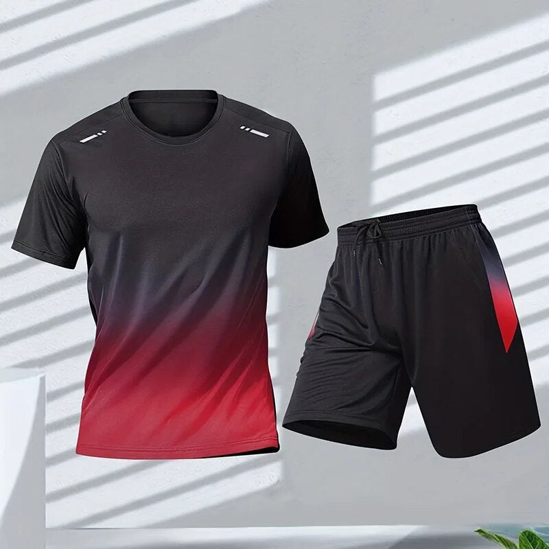 Zweiteiliges Sportbekleidungsset für Herren mit Farbverlauf und optimaler Bewegungsfreiheit