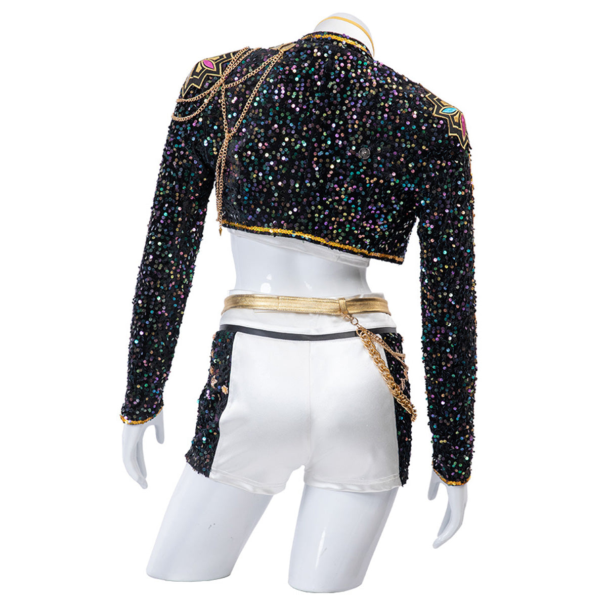 Glitzer Kostüm Damen Schwarz Gold