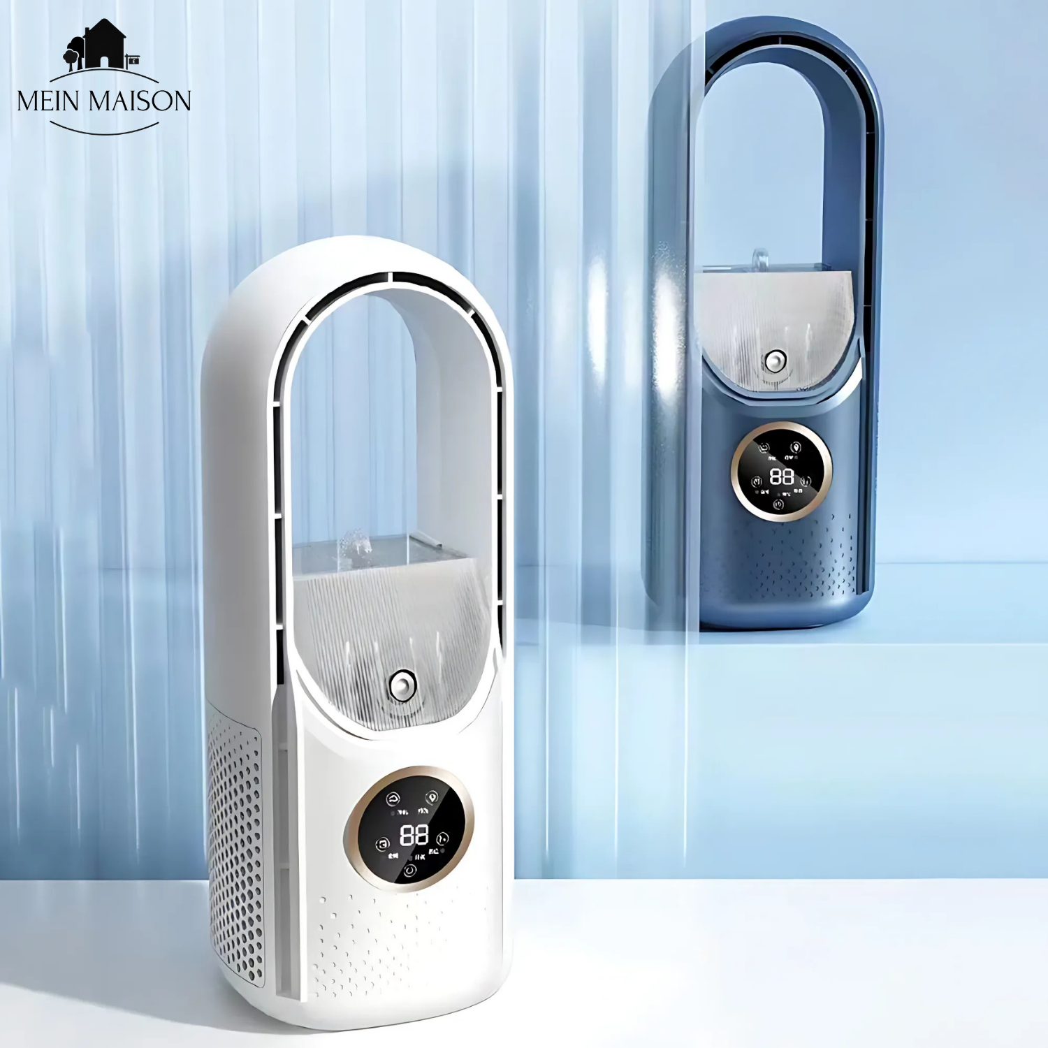 Airevo Luftkühler | Bladeless USB Ventilator | 6 Geschwindigkeiten | Leise & Mit Timer | Luftbefeuchtung