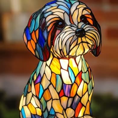 SHIMMER STATUE – Künstlerische LED-Nachtlampe mit Hunderassen-Motiv