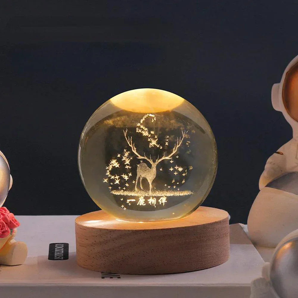 LED Nachtlicht - 3D Kristallkugel - USB betrieben