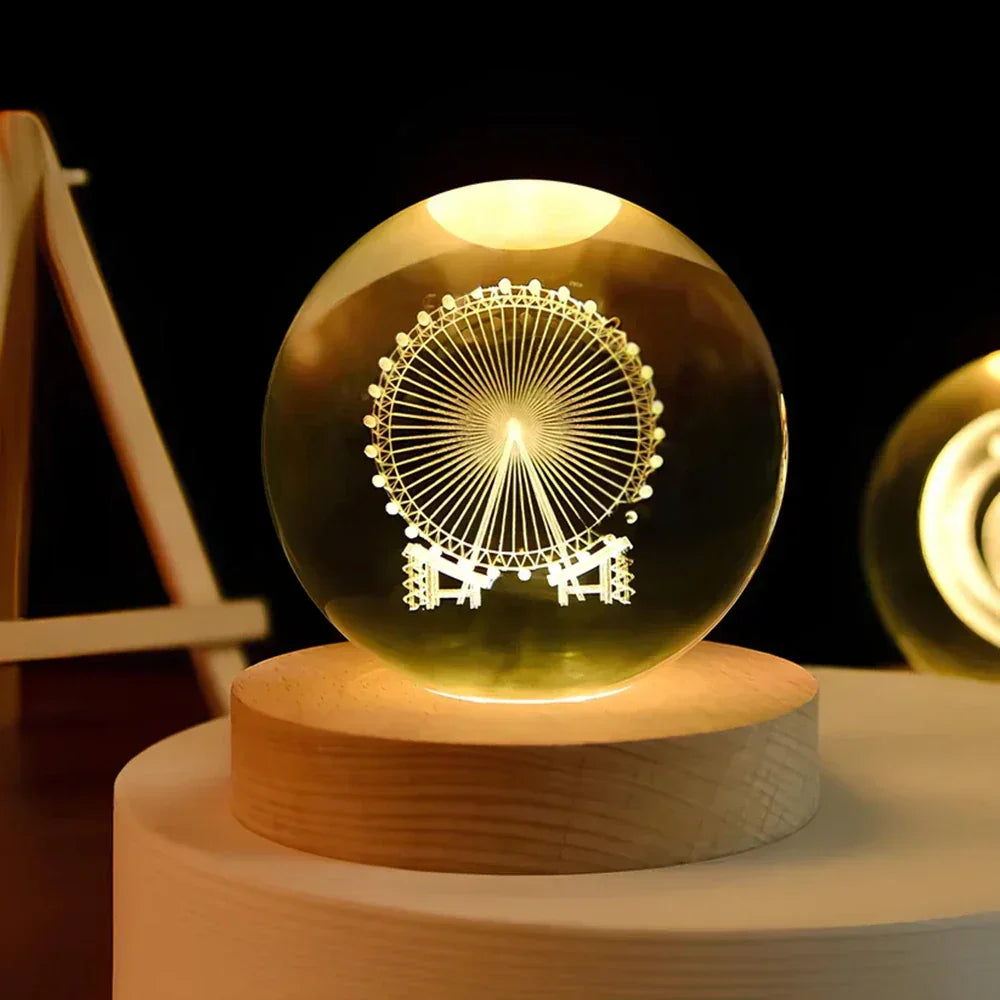 LED Nachtlicht - 3D Kristallkugel - USB betrieben