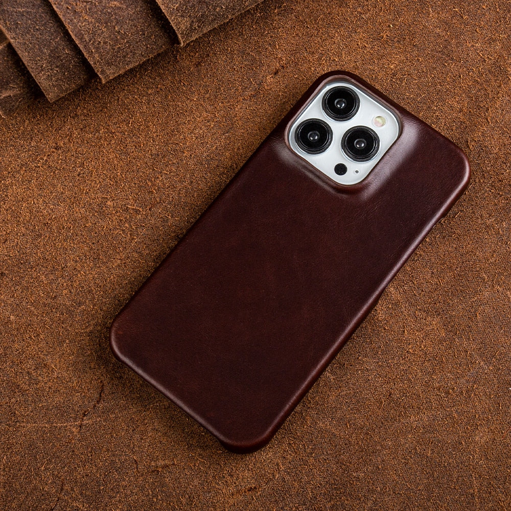Ölwachs Echtes Leder Apple iPhone Hülle