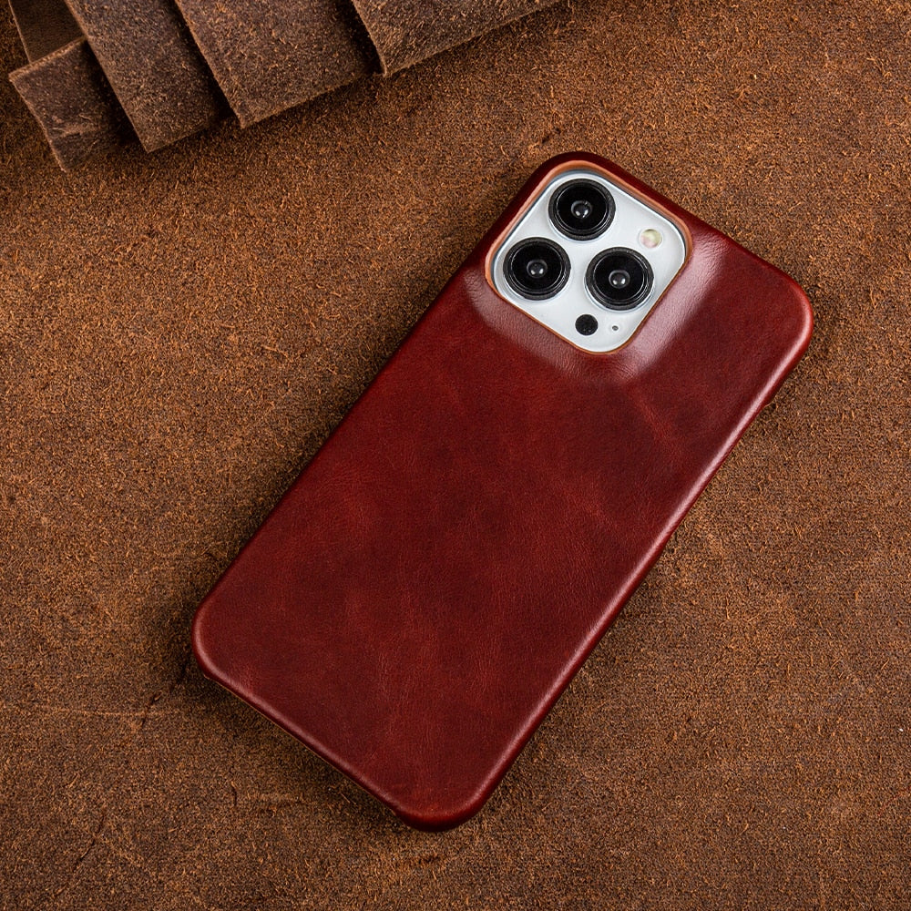 Ölwachs Echtes Leder Apple iPhone Hülle
