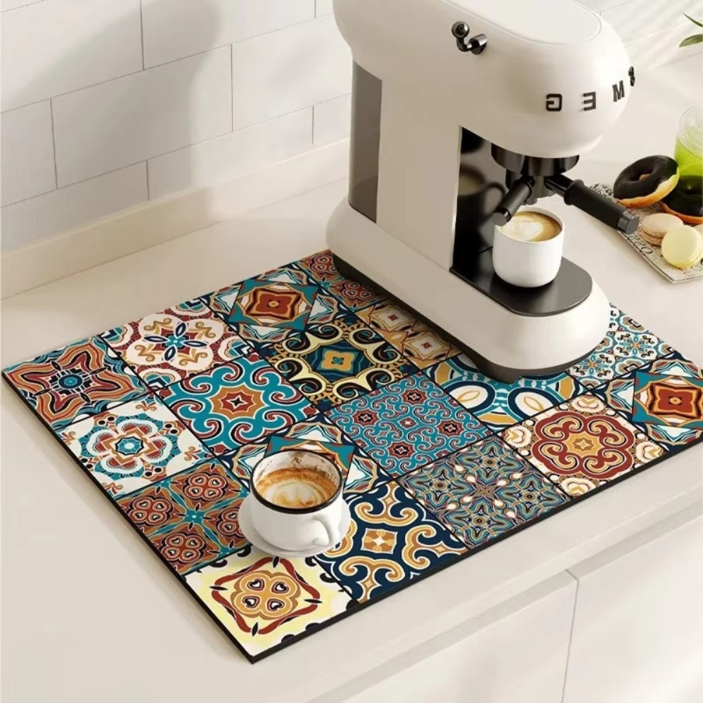 Retro-Fliesen-Design Absorbierende Kaffeemat