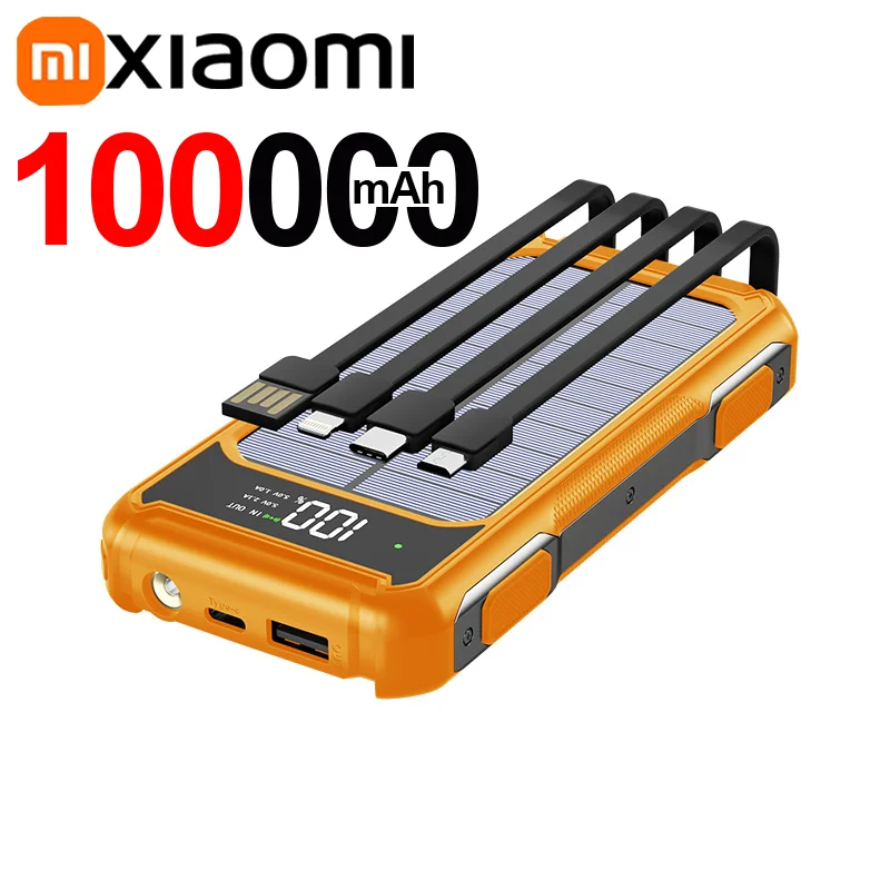 Solar Powerbank Voltora 20K | 20.000mAh | 4-in-1 Kabel | Schnellladung & Notfall-LED | Für iPhone & Samsung