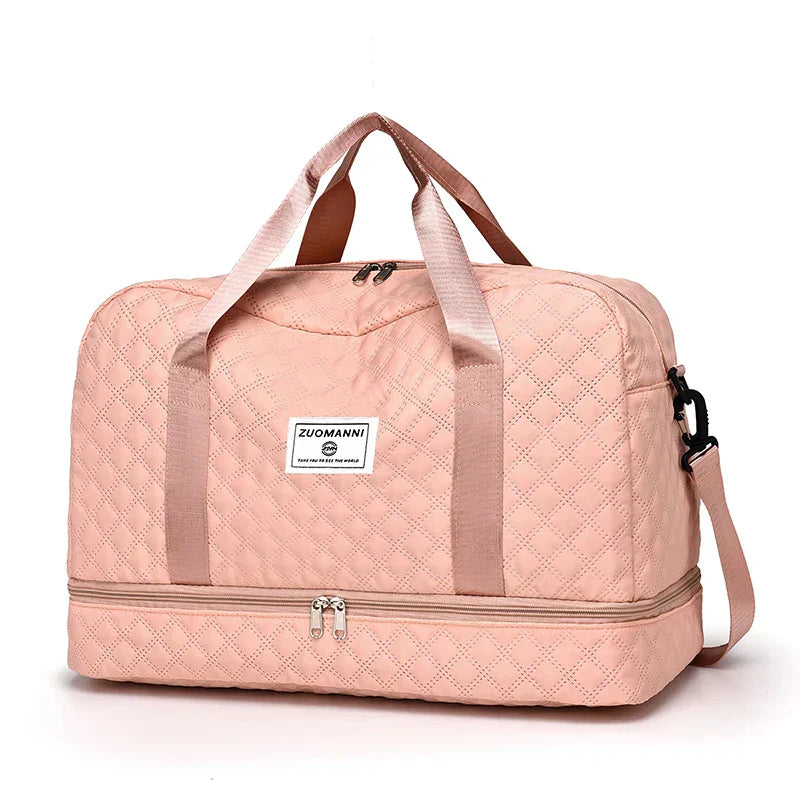Raumio TravelFlex Leichte Reisetasche mit Diamantmuster | Große Sport- und Wochenendtasche mit Schuhfach und Nassfach | Kabinentauglich und faltbar