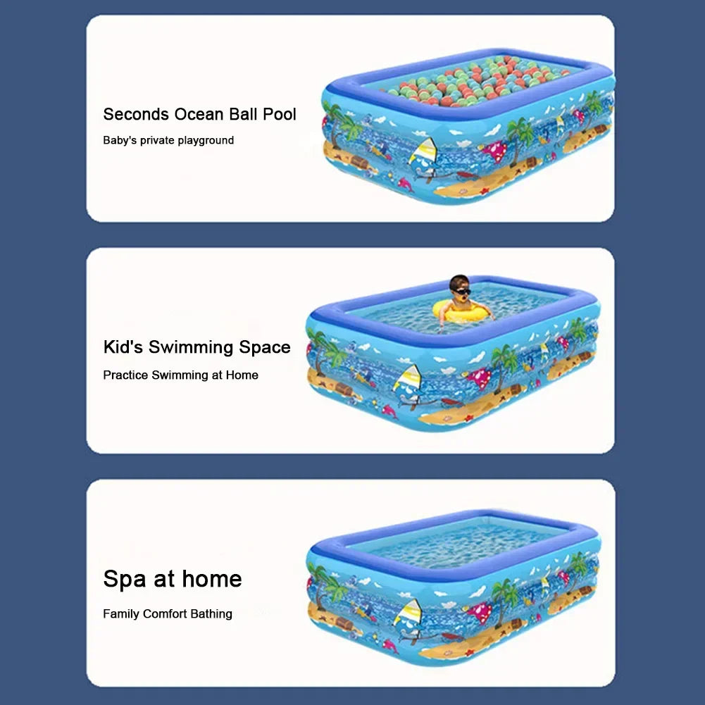 Luftolino Aufblasbares Kinder-Splash-Pool | 110–180 cm | Extra Dickes PVC | Cartoon-Design für Garten & Balkon