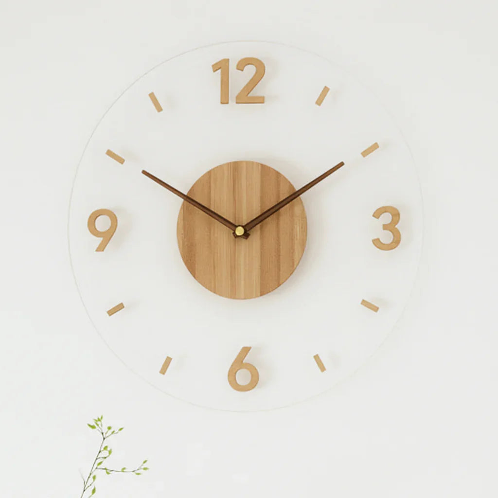 Holz-Wanduhr - Minimalistisches Design - Lautloses Uhrwerk