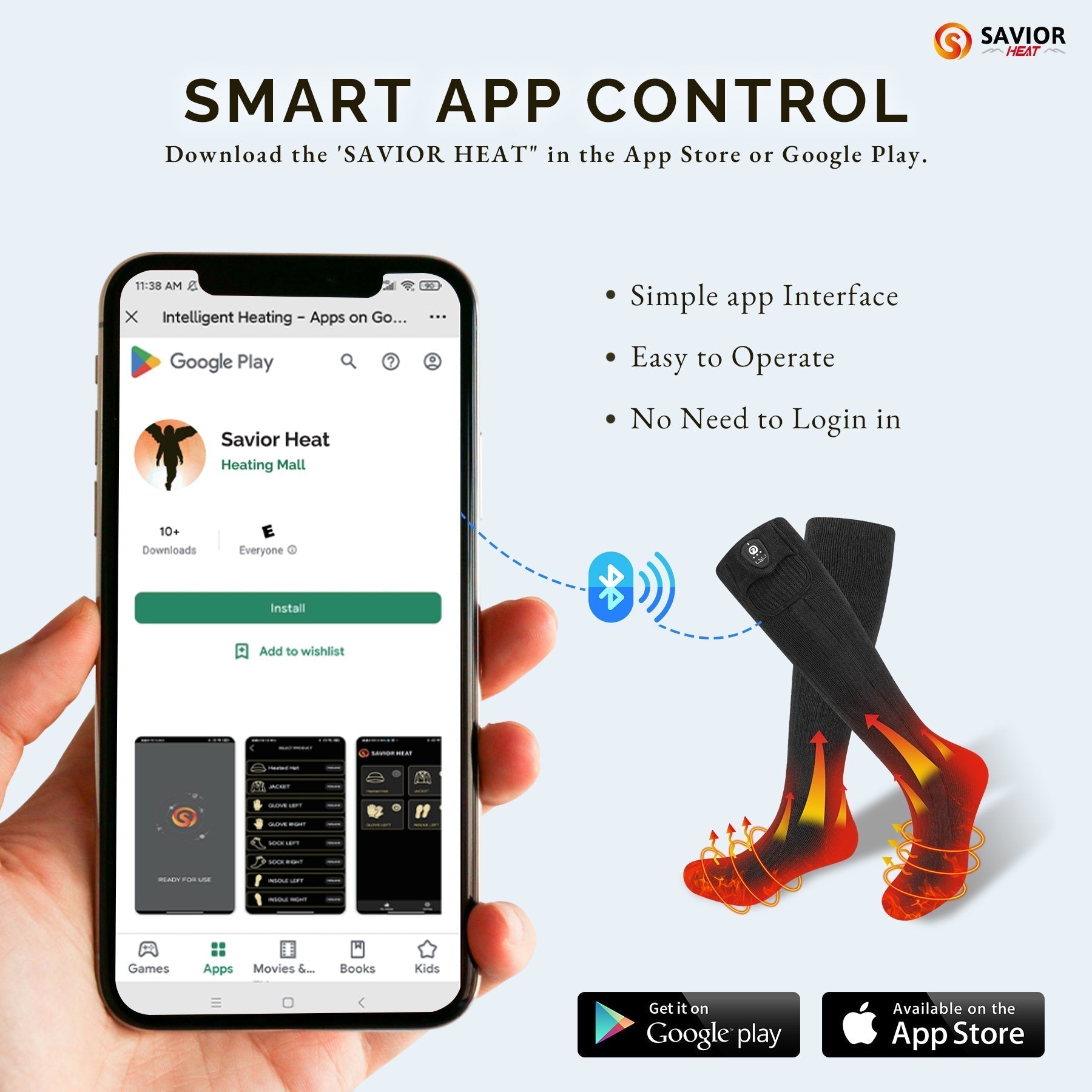 Savior Bluetooth beheizte Socken mit APP-Steuerung für Männer und Frauen