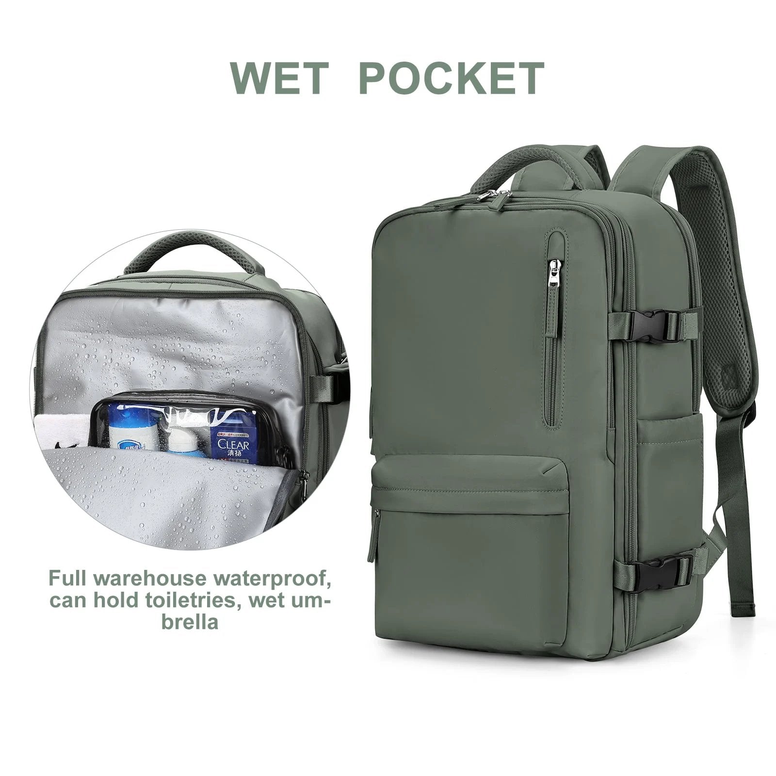 Travelliva Damen Reise-Rucksack 35 L | Wasserdicht & mit USB-Anschluss | Diebstahlschutz & Schuhfach | Für Wandern, Alltag & Reisen