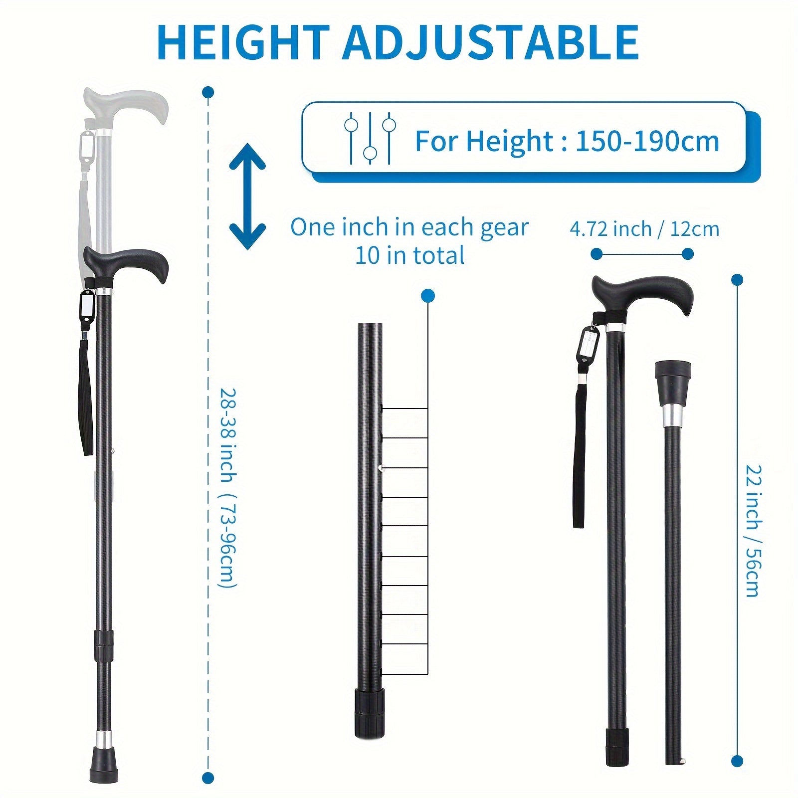 Gehstock aus Carbon – Ultraleicht & Höhenverstellbar