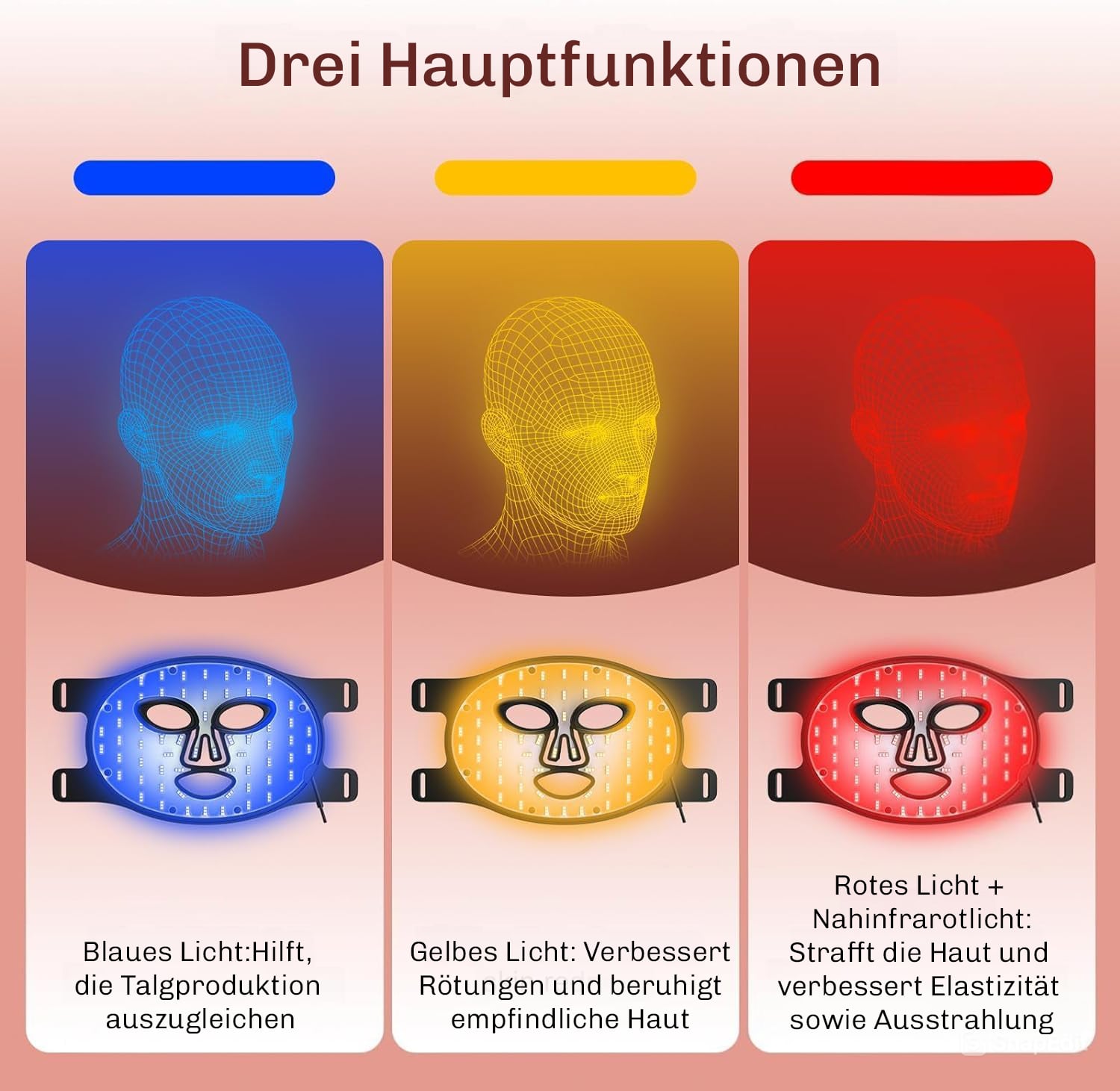 Rote Lichtmaske | LED-Gesichtsmaske | Hautlichttherapie | SkinGlow