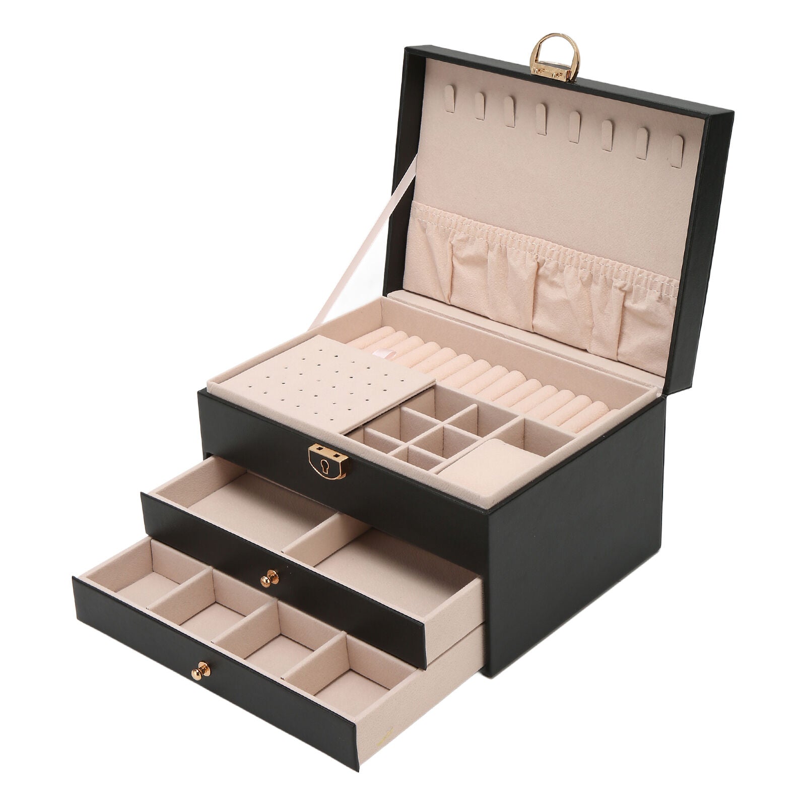Sferica - Stilvolle Mehrschichtige Schmuckdose aus Leder für Damen